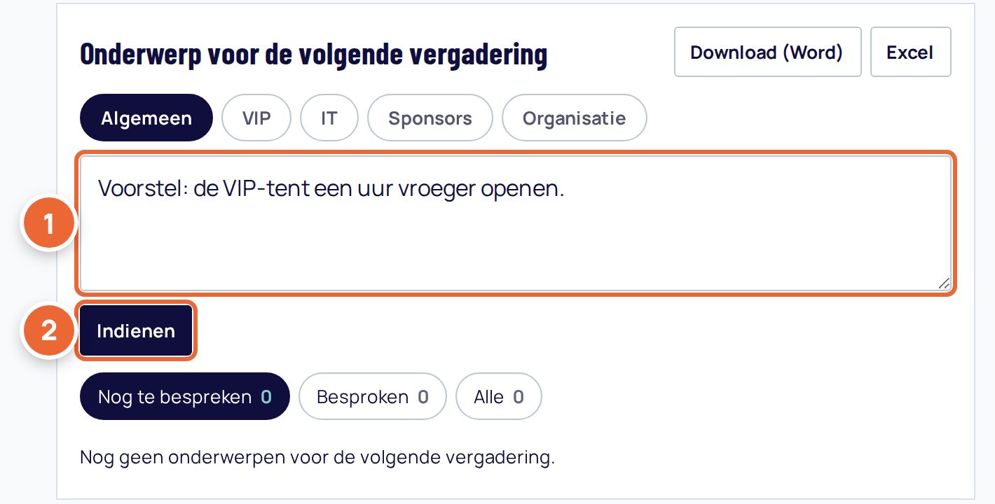 Een onderwerp voor de vergadering indienen